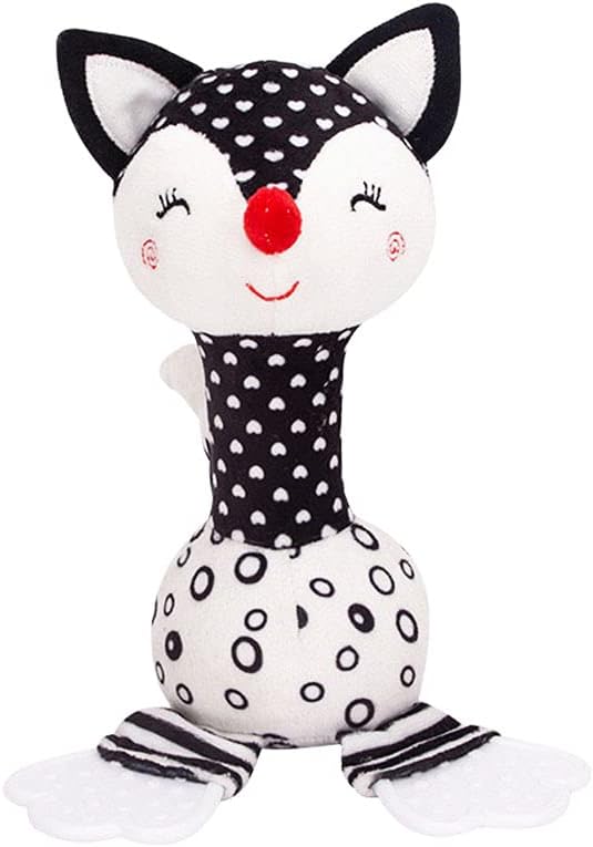 D-KINGCHY Baby Toys 0-12 Months, Black and White Newborn Toys, Soft Plush Rattle Stuffed Animal Toy