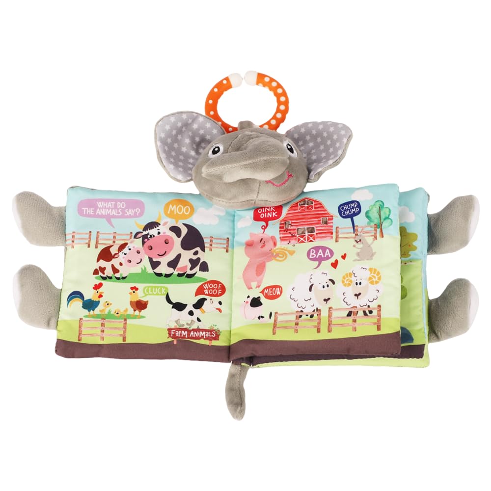 Elephant Baby Books Toys 0-6 Months, Loveys Crinkle Books for Babies,Touch and Feel Infant Toys