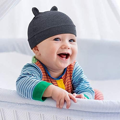 Geyoga 6 Pieces Newborn Baby Hat Bear Ears Infant Caps Baby Boy Girl Toddler Hats Infant Beanie