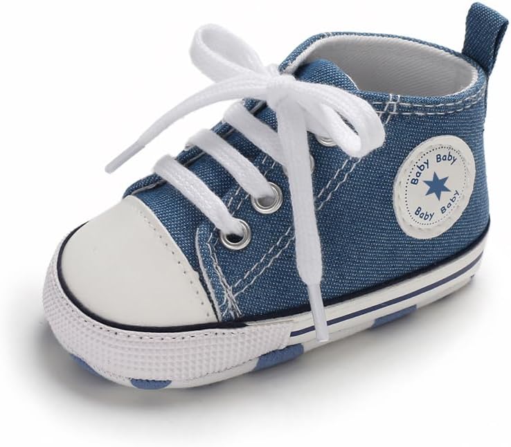 Unisex Baby Girls Boys Canvas High-top Shoes, Newborn Infant Anti-Slip Soft Sole Frist Walking