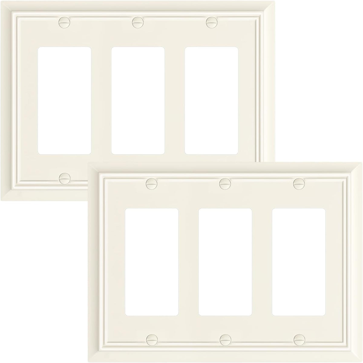 2-Pack Decorative Tripple Decorator Outlet Cover Plate, Durable Natural Bamboo Fiber Light Almond