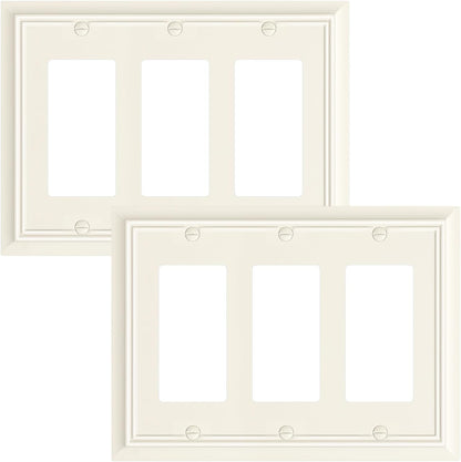 2-Pack Decorative Tripple Decorator Outlet Cover Plate, Durable Natural Bamboo Fiber Light Almond