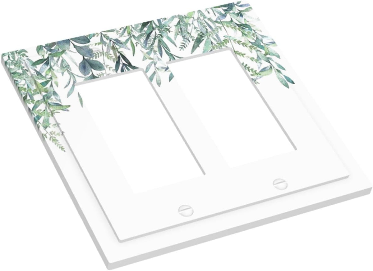 Eucalyptus Leaves Greenery Vine Flowers Simplicity Decorative Outlet Covers 2 Gang Double GFCI