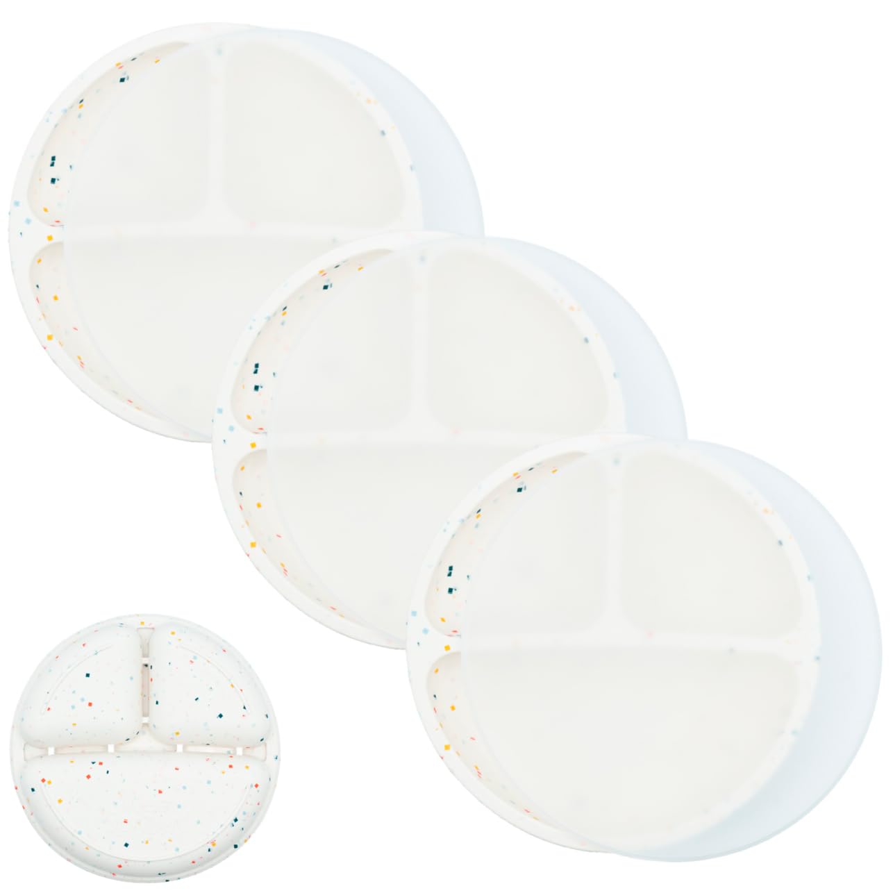 WeeSprout Silicone Divided Plates (With Lids), 100% Food Grade Silicone Divided Plates for Toddlers