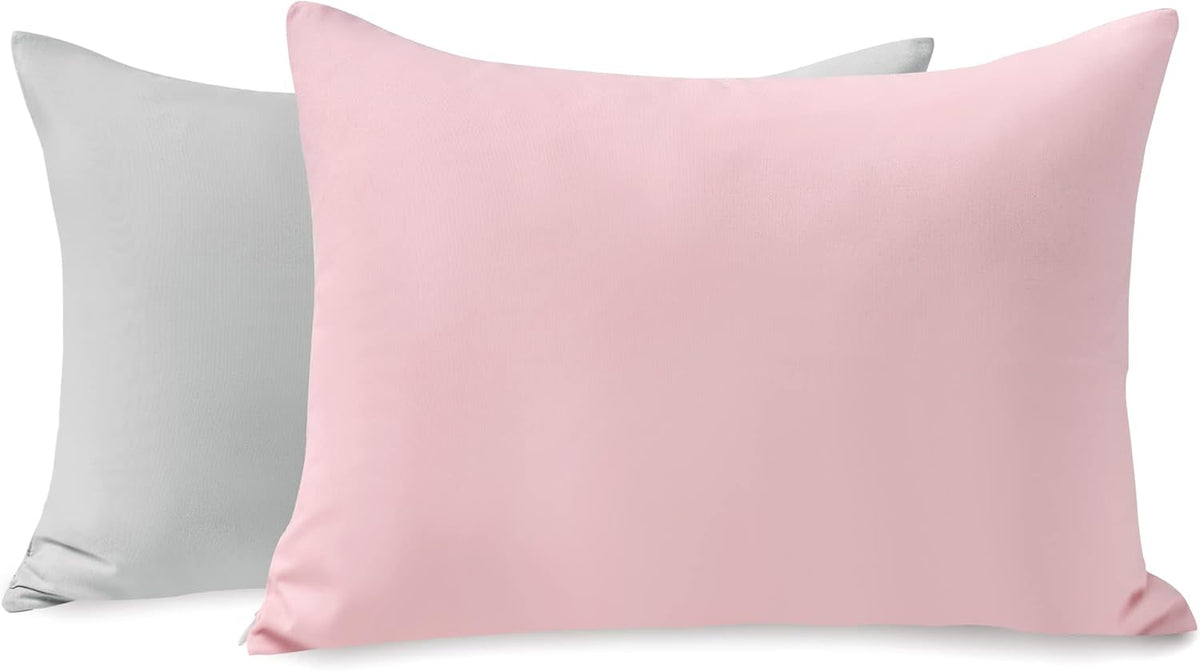 TILLYOU Toddler Pillowcase 2 Pack with Zipper,Silky Soft Microfiber 13" x 18" Kids Travel Pillow