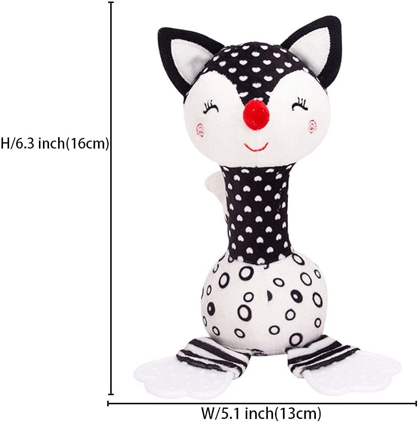 D-KINGCHY Baby Toys 0-12 Months, Black and White Newborn Toys, Soft Plush Rattle Stuffed Animal Toy
