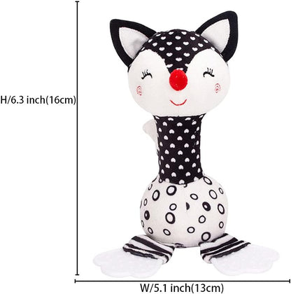 D-KINGCHY Baby Toys 0-12 Months, Black and White Newborn Toys, Soft Plush Rattle Stuffed Animal Toy
