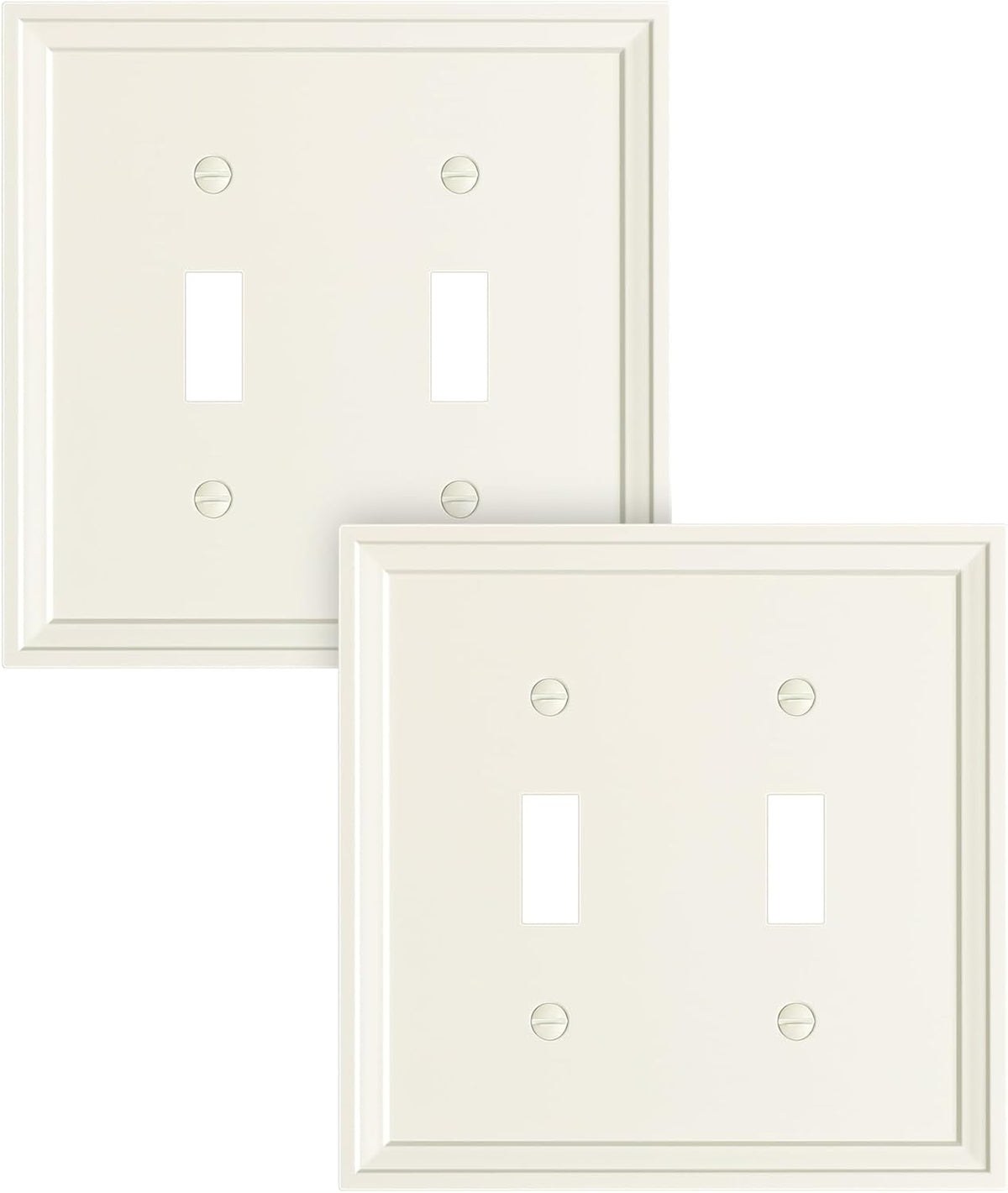 2-Pack Double Toggle Light Switch Cover Plate, Light Almond Decorative Dual Switch Plate Covers