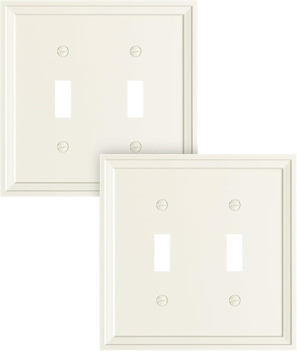 2-Pack Double Toggle Light Switch Cover Plate, Light Almond Decorative Dual Switch Plate Covers
