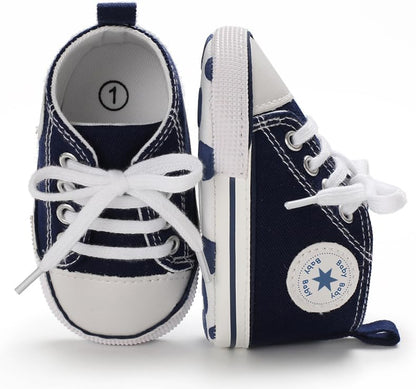 Unisex Baby Girls Boys Canvas High-top Shoes, Newborn Infant Anti-Slip Soft Sole Frist Walking