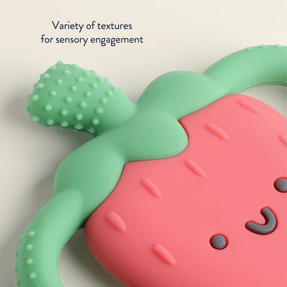 Itzy Ritzy Strawberry-Shaped Baby Teether with Handles (Strawberry Teether)