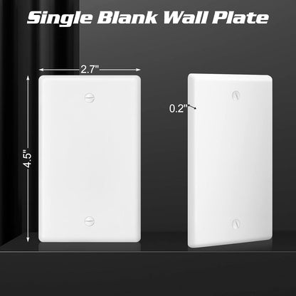 Decorator Wall Plate Blank Switch Plate Outlet Cover,Unbreakable Polycarbonate Thermoplastic, White