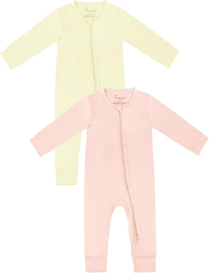 Jimonda Baby Romper Boys Girls Bamboo Pajamas 2-Way Zipper Footless Unisex Long Sleeve Sleepers