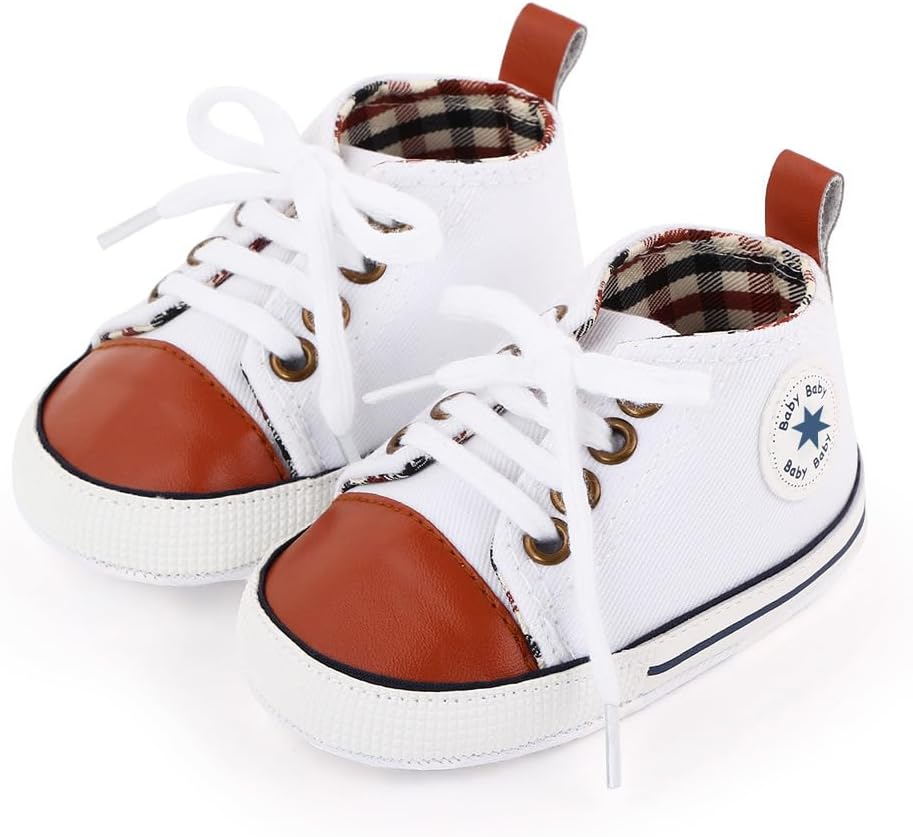 Unisex Baby Girls Boys Canvas High-top Shoes, Newborn Infant Anti-Slip Soft Sole Frist Walking