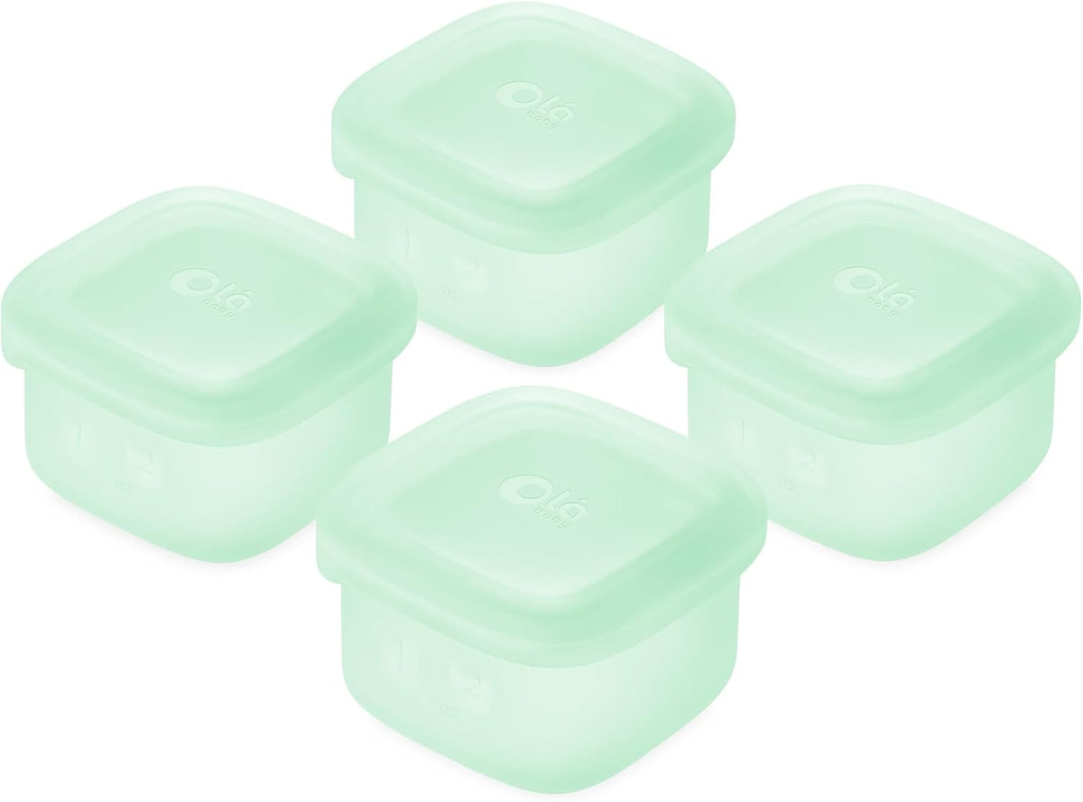 Olababy Clear Sense Silicone Storage Containers 4pk for Baby Food, Snacks, Formula, Puree, Sauce &