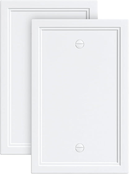 2-Pack Blank Outlet Cover Wall Plate, Natural Material Switch Plates Outlet Covers, Pure White