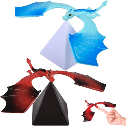 ArtCreativity Balance Dragon Toy Figures - Set of 2 with Pyramid Stands - Stress Relief Fidget Desk