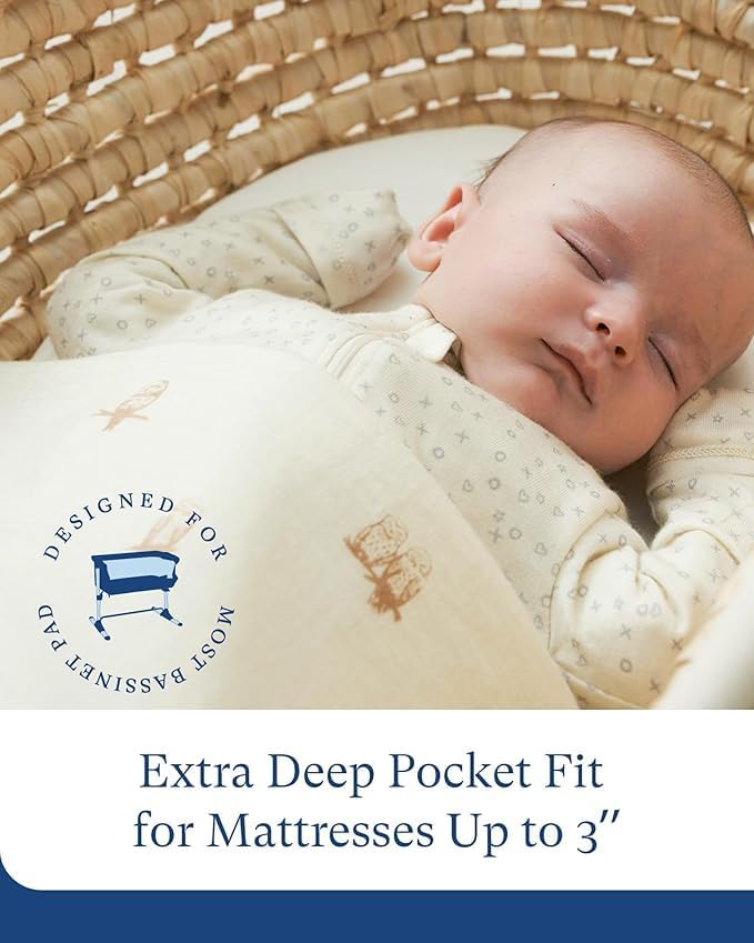 Supersoft Fitted Bassinet Sheets, Premium Bamboo Viscose Cradle Sheets, Streachy Hypoallergenic