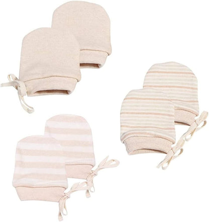 Newborn Mittens No Scratch 100% Organic Cotton 3 Packs Mitts Baby Boy Girl Neutral With String 0-12