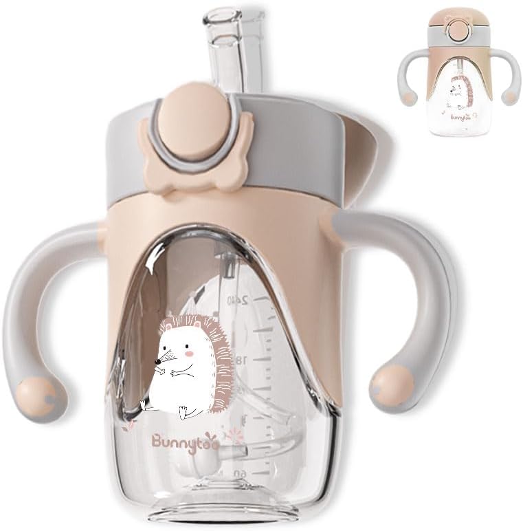 Bunnytoo Baby Sippy Cup with Weighted Straw for Infants 6-12 Months, 8oz Toddler Drinking with