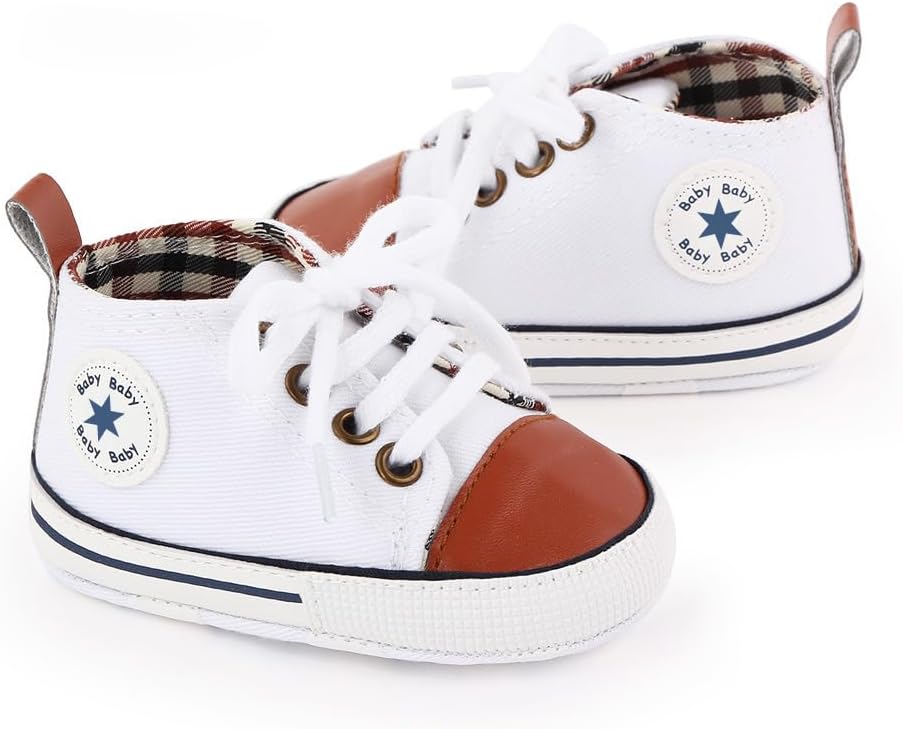 Unisex Baby Girls Boys Canvas High-top Shoes, Newborn Infant Anti-Slip Soft Sole Frist Walking