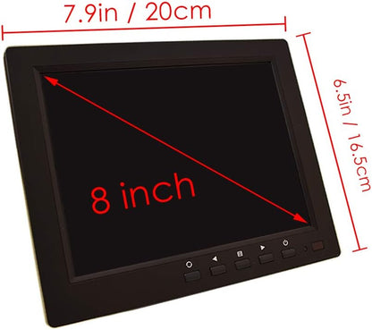 8 inch CCTV Monitor, TFT LCD Security Screen with VGA HDMI AV BNC USB Audio in/Out Ports Built-in