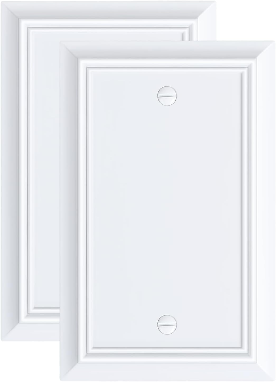 2-Pack Single Blank Wall Plate, Durable Natural Bamboo Fiber Wall Plate Cover,Pure White 1 Gang