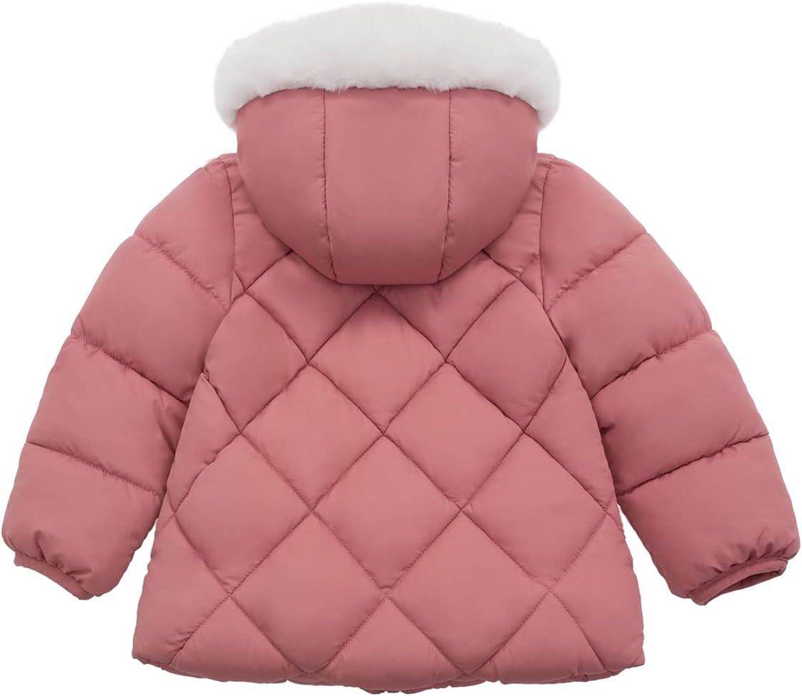 Rokka&Rolla Baby Girls' Water-Resistant Puffer Jacket Hooded Winter Coat with Soft Mini Fur Lining