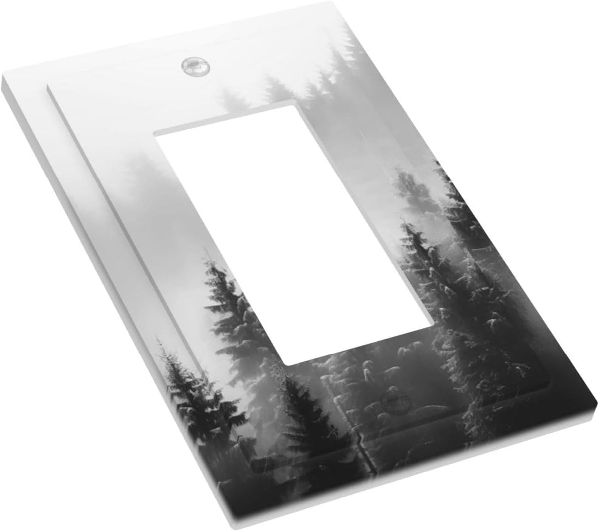 Foggy Forest Natural Scenery Retro Tree Pine Decorative Outlet Covers 1 Gang Single Rocker Light