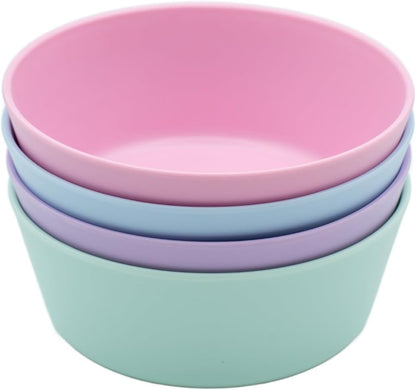 WeeSprout Bamboo Kids Bowls, Set of Four 10 oz Kid-Sized Bamboo Bowls, Dishwasher Safe Kid Bowls