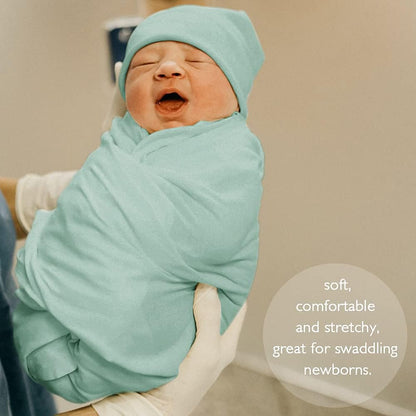 OWLOWLA Swaddle Blanket and Hat Set Newborn Swaddle Wrap Baby Receiving Blanket for Baby Boys