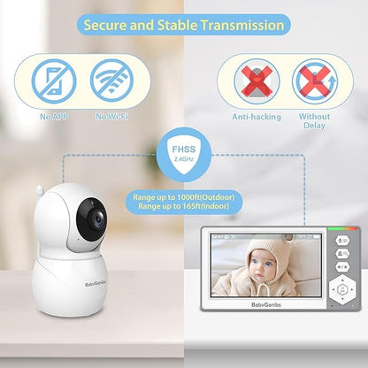 Baby Monitor with 4 Cameras Standby for 23-Hour Battery, Remote Control 4.3'' IPS Video Baby
