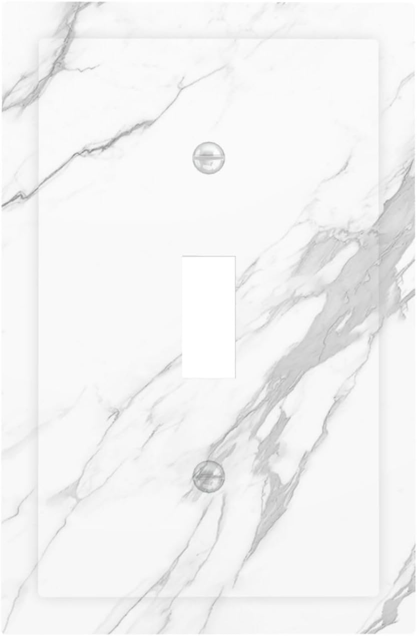 Decorative Light Switch Cover Modern White Gray Marble 1 Gang Single Toggle Device Electrical