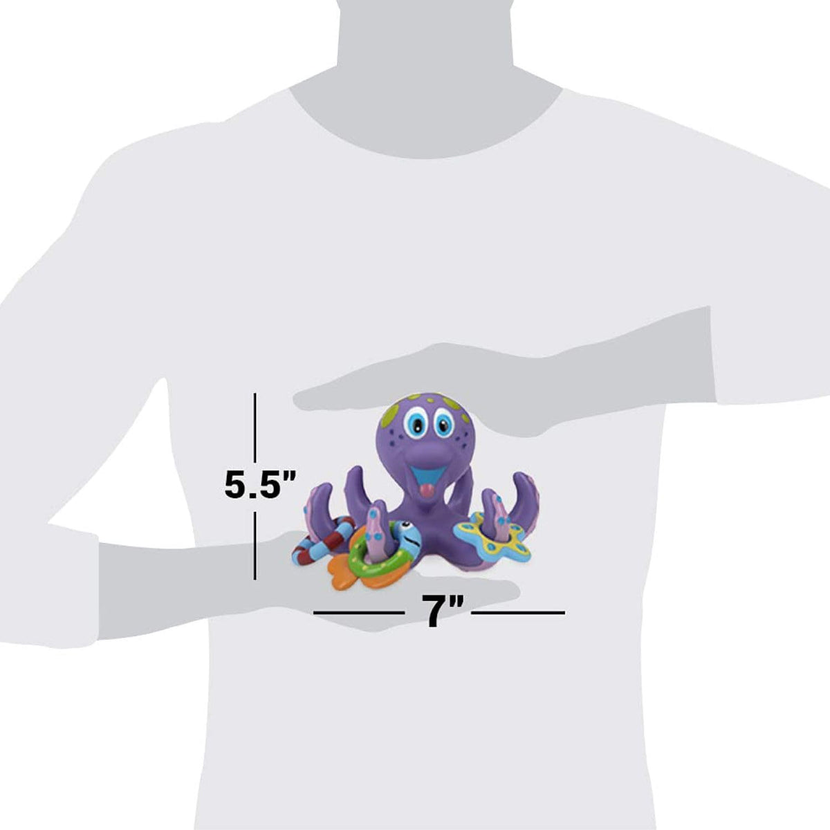 Nuby Floating Octopus with 3 Hoopla Rings - Baby & Toddler Bath Toy - No Hole Design Keeps Moisture