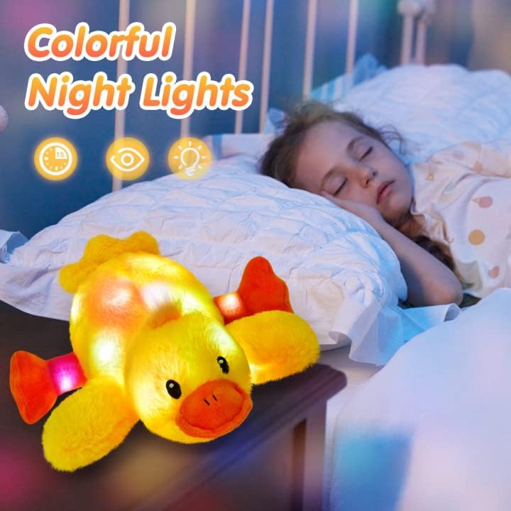 Glow Guards 12'' Light up Yellow Duck Stuffed Animal Soft LED Night Light Glowing Plush Toy Pillow