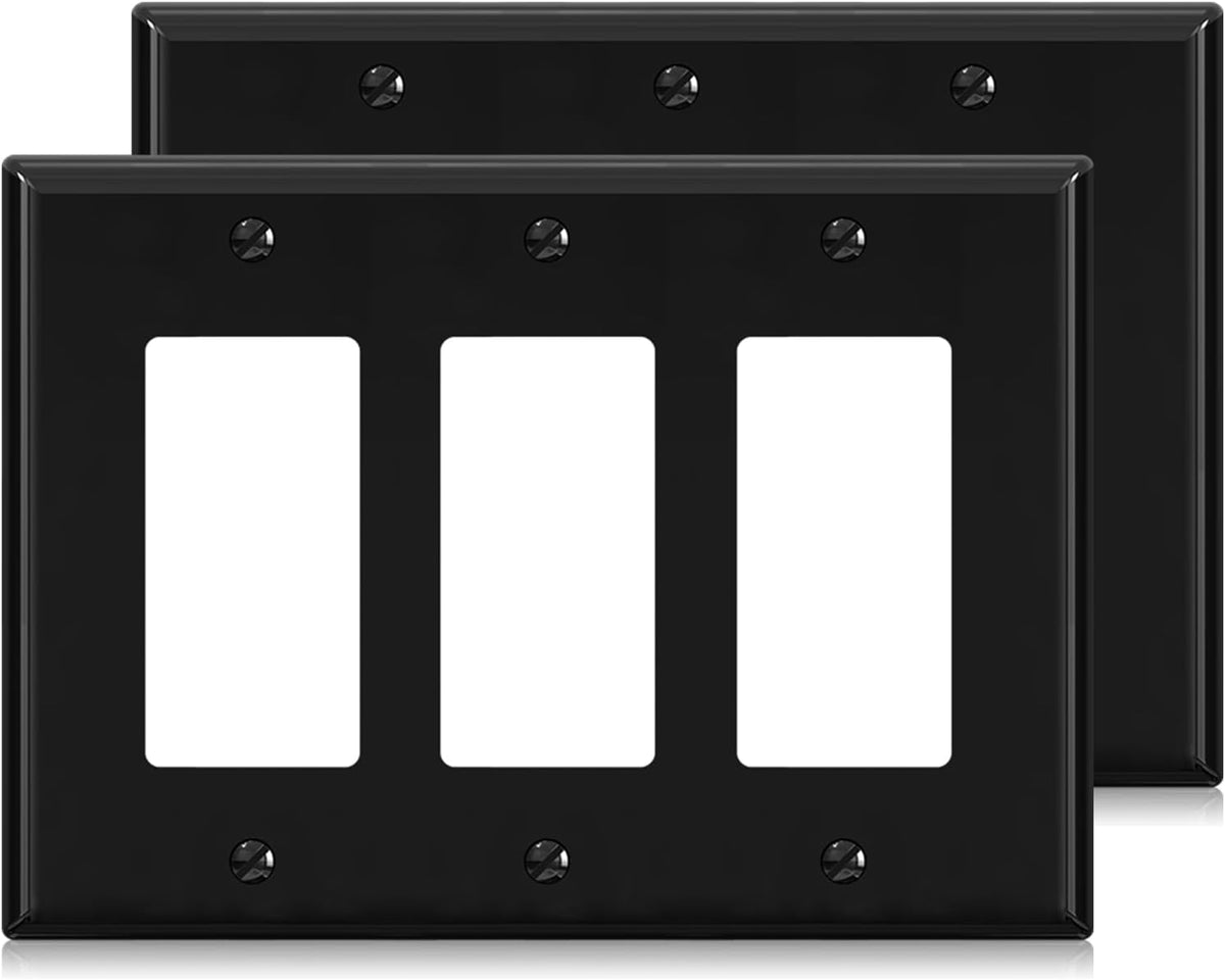 ELEGRP 3-Gang Decorative Wall Plates, Mid-Size 4.88" H x 6.75" L Unbreakable Thermoplastic