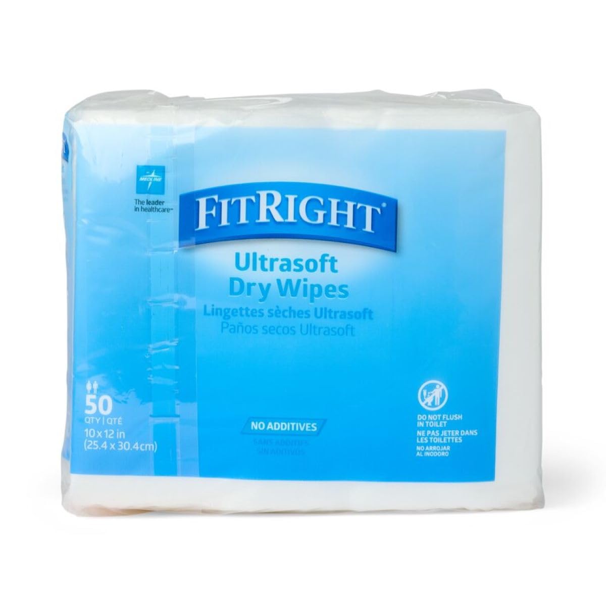 Medline Ultrasoft Dry Baby Wipes, Gentle Disposable Cleansing Cloths, 500 Count, Dry Wipe Size is