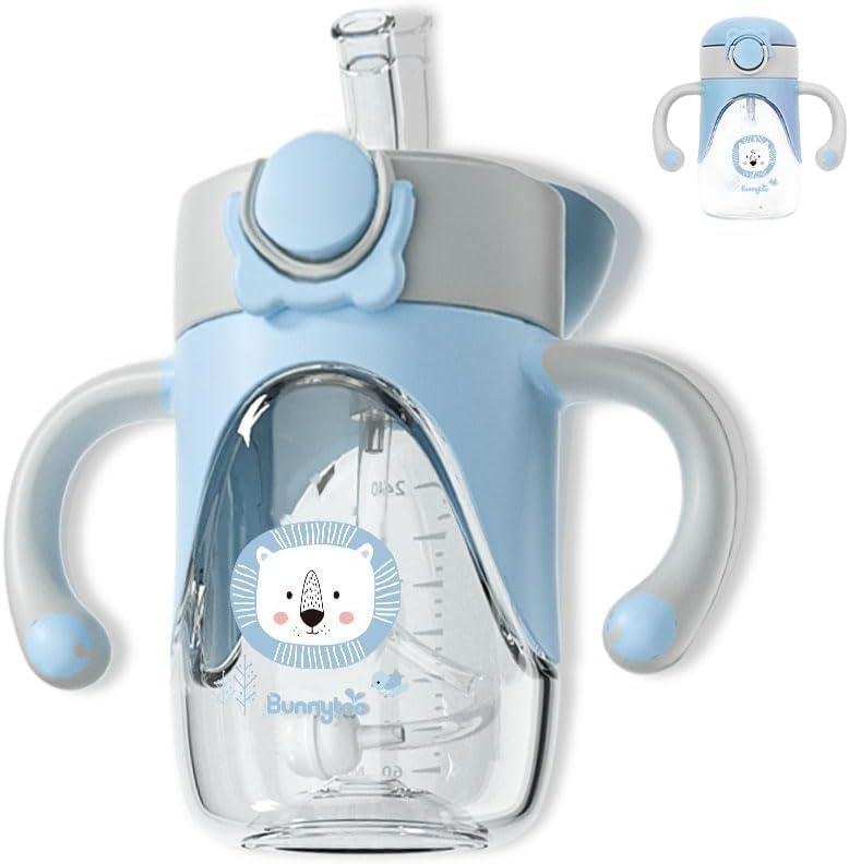 Bunnytoo Baby Sippy Cup with Weighted Straw for Infants 6-12 Months, 8oz Toddler Drinking with