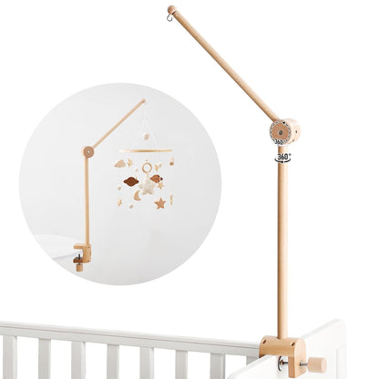 Baby Crib Mobile Arm - Wooden Mobile Arm with Height Adjustable＆360° Rotatable Upgraded Arched Base
