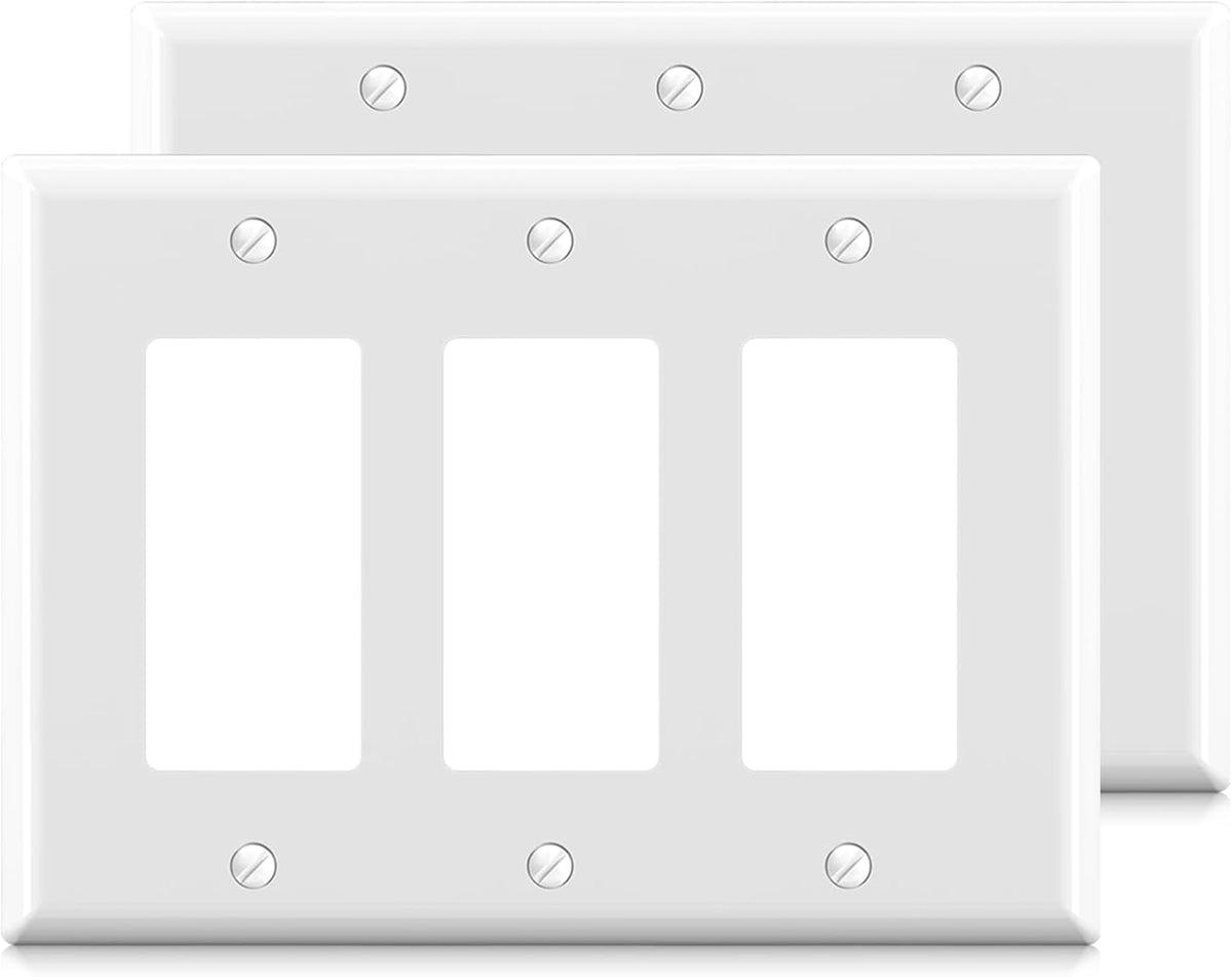 ELEGRP 3-Gang Decorative Wall Plates, Mid-Size 4.88" H x 6.75" L Unbreakable Thermoplastic