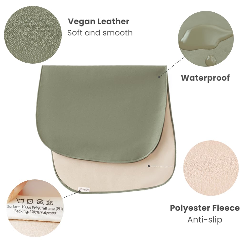 Konssy 2 Pack Faux Leather Baby Changing Mat 30"x17", Foldable and Wipeable Portable Changing Pad