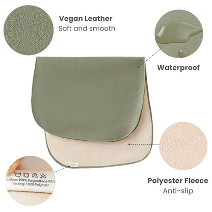 Konssy 2 Pack Faux Leather Baby Changing Mat 30"x17", Foldable and Wipeable Portable Changing Pad