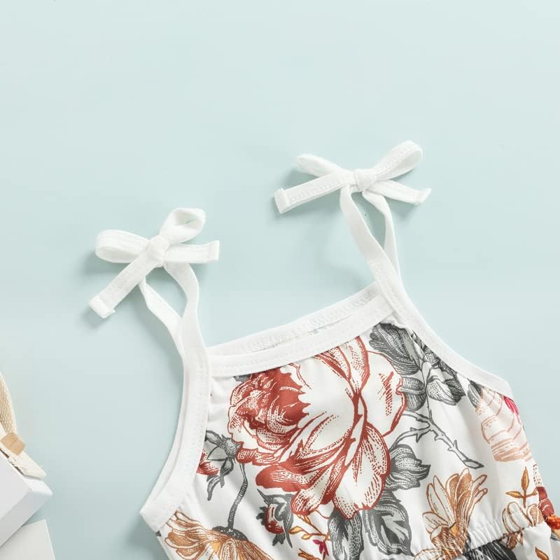 WZTYYDS Toddler Baby Girl Summer Clothes Floral Romper Tie-Up Strap Halter Jumpsuit Infant Summer