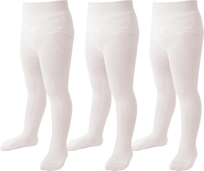 Marchare Baby Girls Tights Thick Solid Cable Knit Leggings Winter Warm Stockings For Toddler Girls