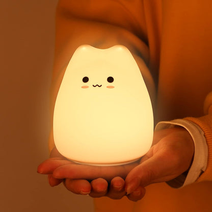 ZKLiLi Cat Night Light for Kids,Cute Night Lamp for Nursery,Squishy Silicone Cat Touch Lights