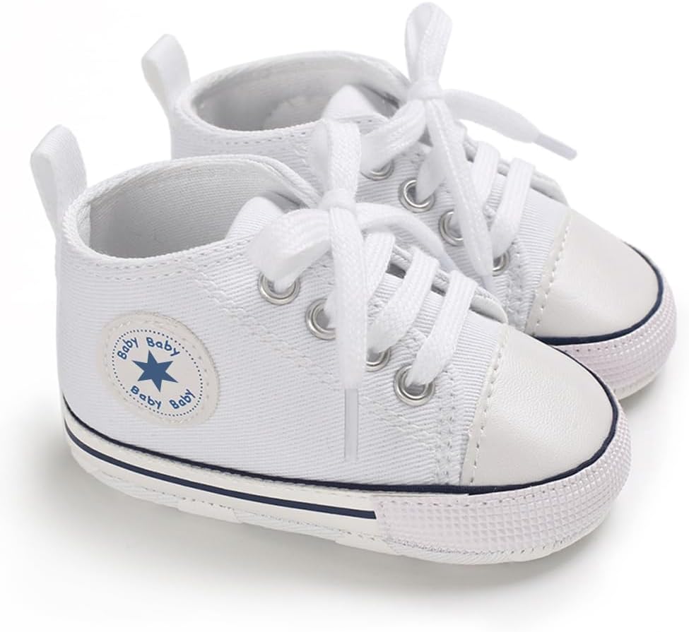Unisex Baby Girls Boys Canvas High-top Shoes, Newborn Infant Anti-Slip Soft Sole Frist Walking