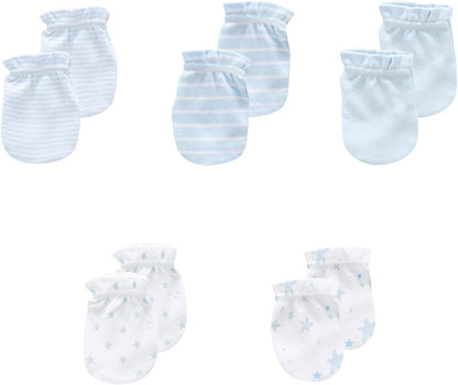 5 Pack Unisex New Born Boy Girls No Scratch Mittens Cotton Soft Baby Gloves Accessory 0-3 Months