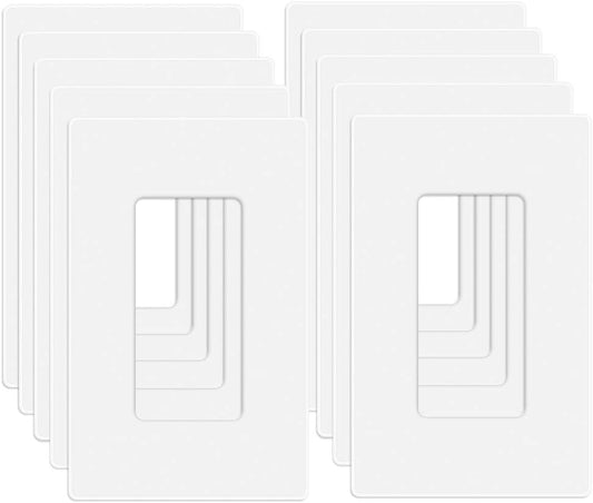 10 Pack 1-Gang Screwless Wall Plate, Decora Outlet Cover Plates, 4.57” H x 2.76” L, for Light