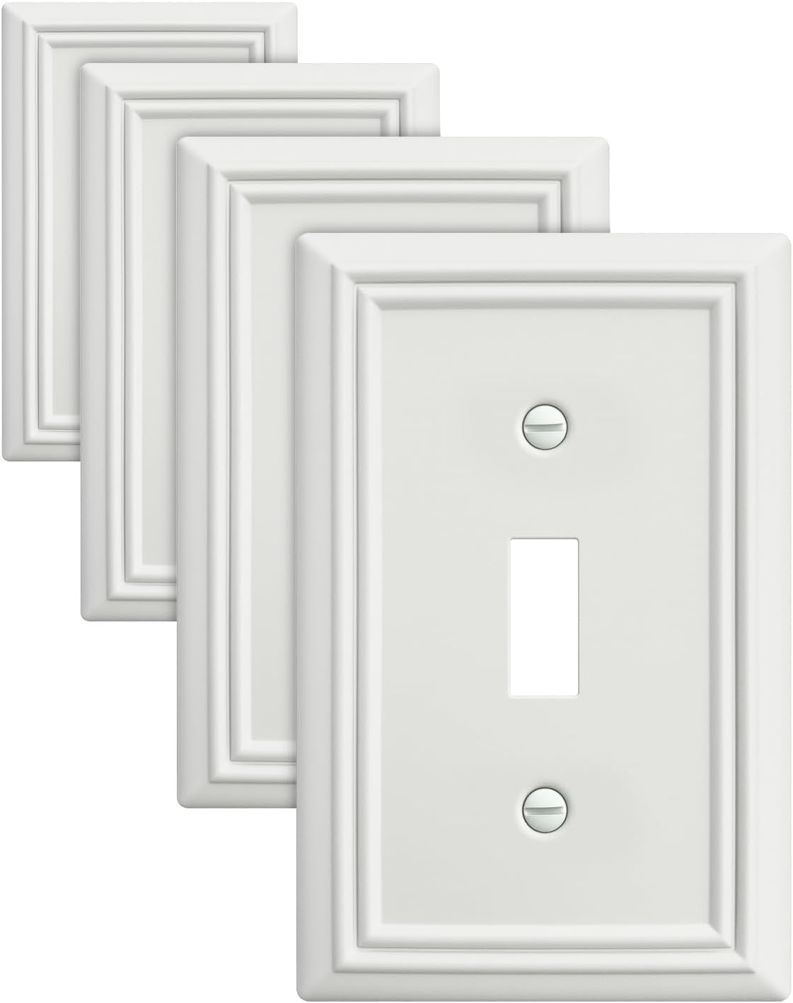 4-Pack Single Toggle Wall Plate, Metal Light Switch Cover, Decorative Off- White Switch Plate