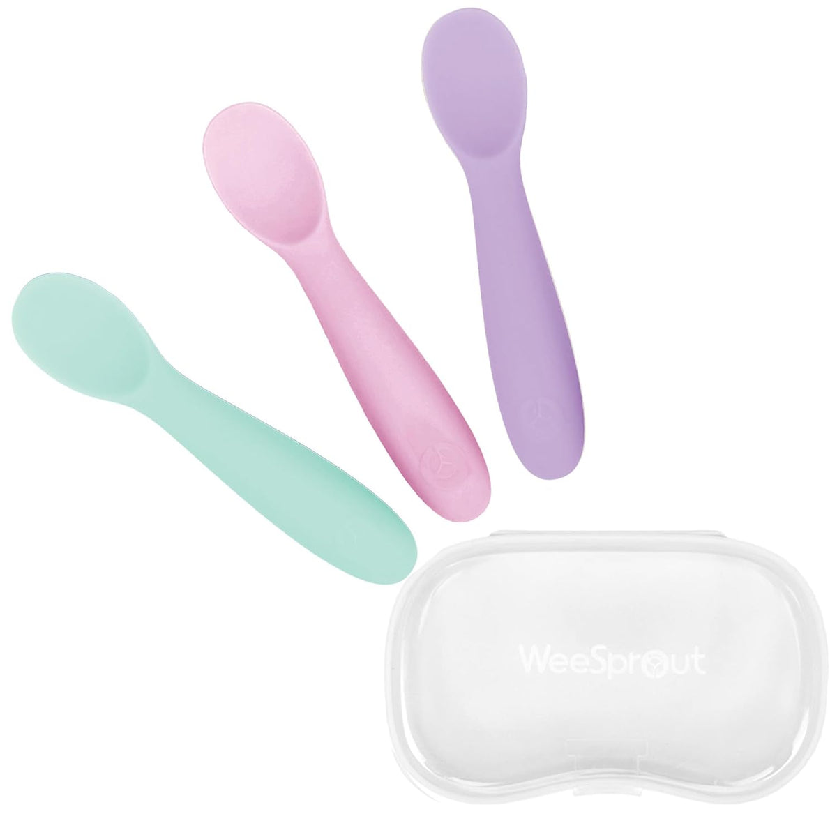 WeeSprout Baby Spoons for Self Feeding 6 Months +, Soft & Durable Silicone Utensils for Sensitive